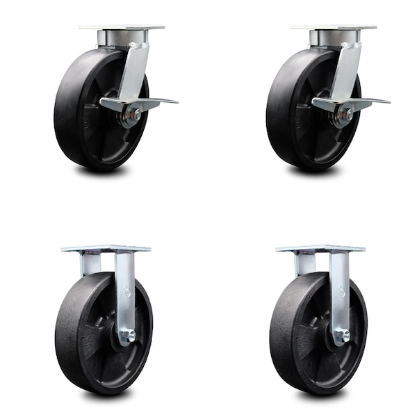 Service Caster 8 Inch Kingpinless Glass Filled Nylon Wheel Caster Brakes 2 Rigid SCC, 2PK SCC-KP30S820-GFNR-SLB-2-R-2 - main